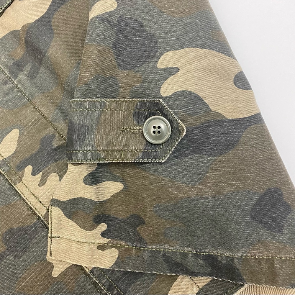 Levi’s Cotton Camo Printed Military Utility Trucker Jacket: Army Green/Tan - Picture 12 of 15